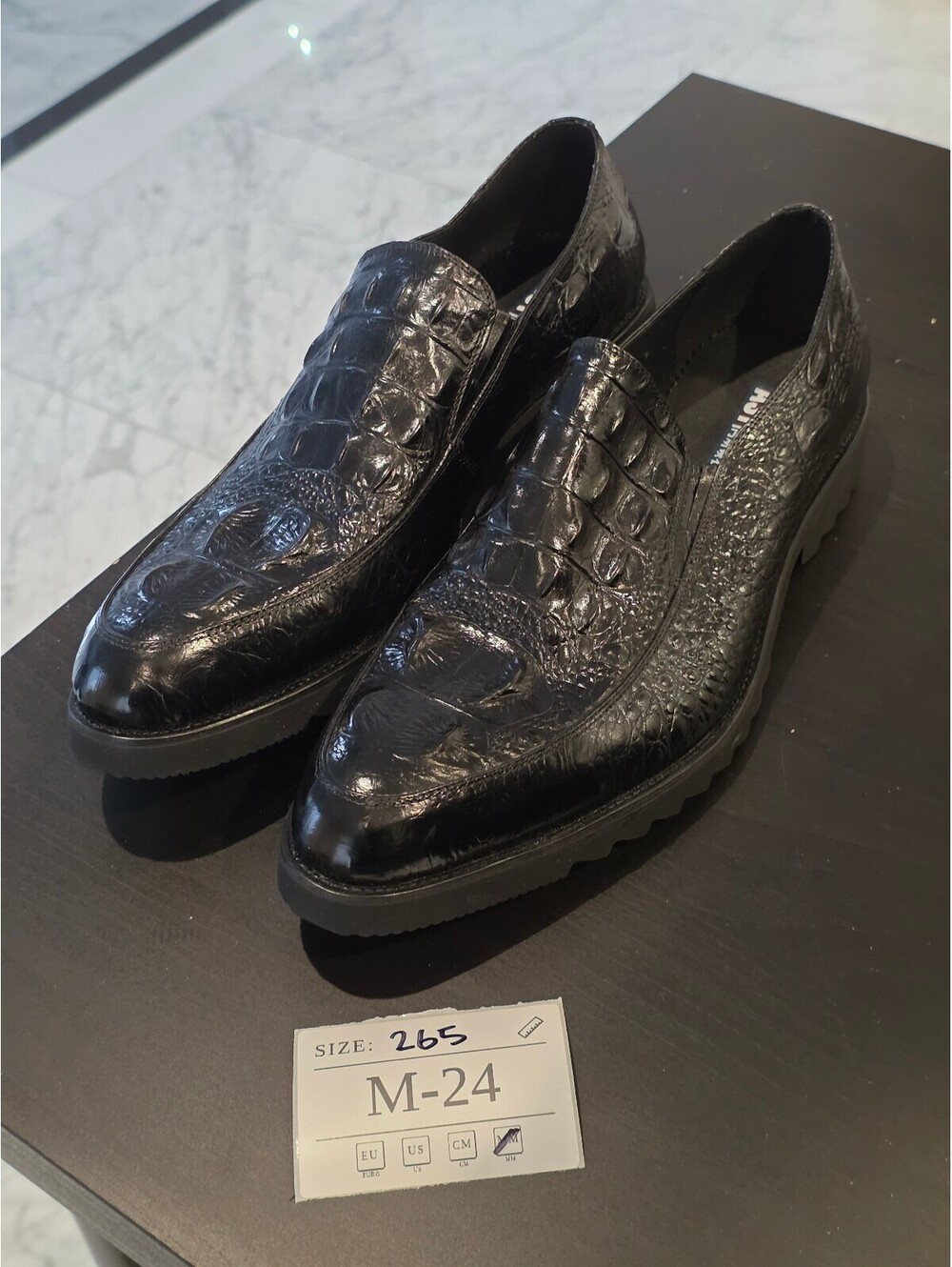 Men's Black Crocodile Embossed Loafers